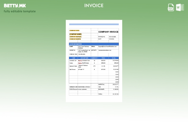 примерок од модерен стил, шаблон за фактура за ИТ компанија